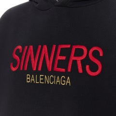 new BALENCIAGA DEMNA 2018 Sinners logo embroidery black hoodie pullover XL