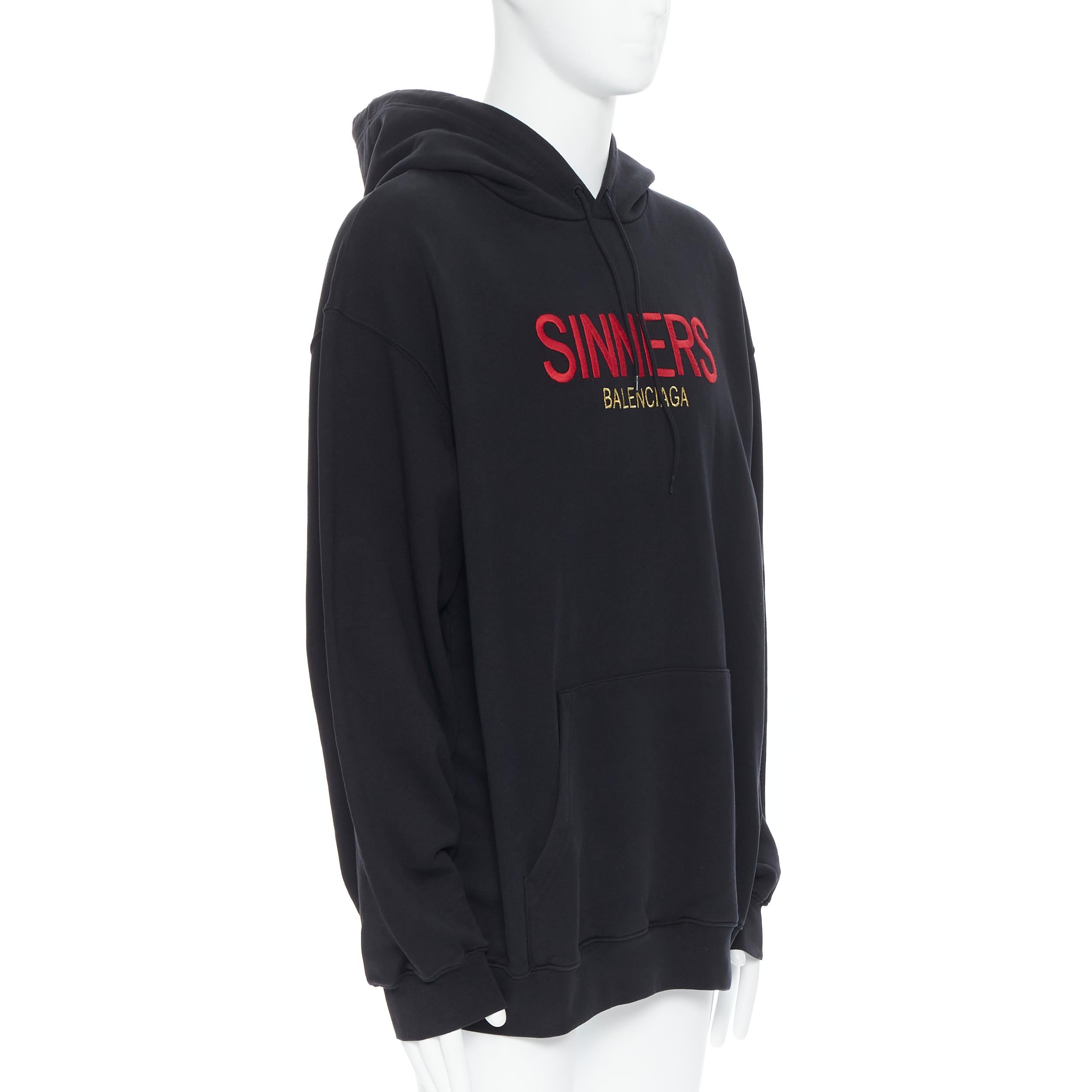 Black new BALENCIAGA DEMNA 2018 Sinners logo embroidery black hoodie pullover XL