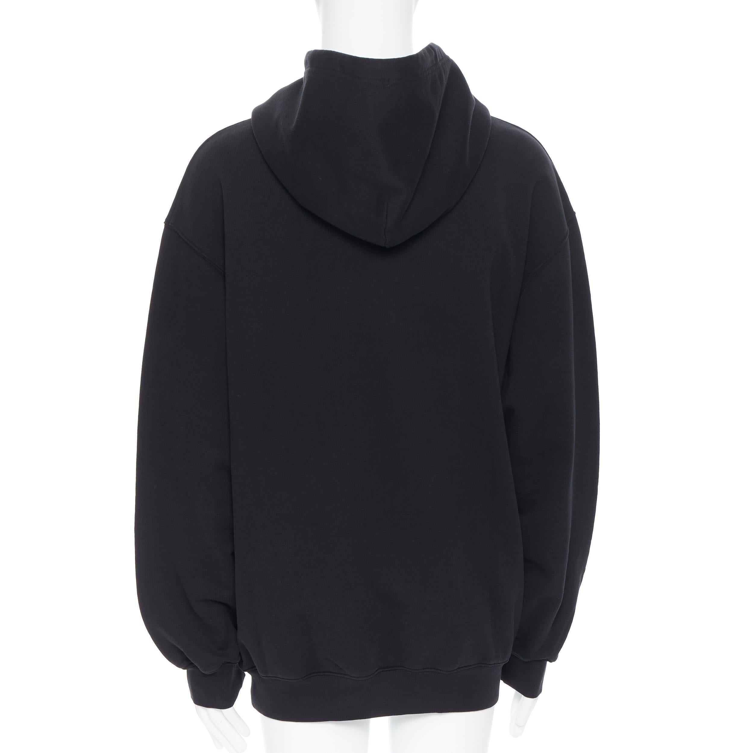 Men's new BALENCIAGA DEMNA 2018 Sinners logo embroidery black hoodie pullover XL