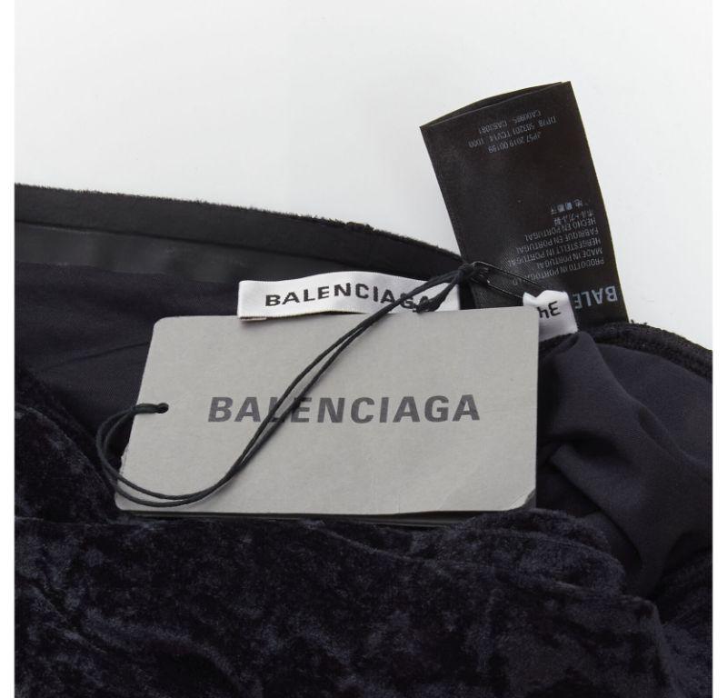 new BALENCIAGA Demna 2019 black crushed velvet draped front legging FR34 XS For Sale 4
