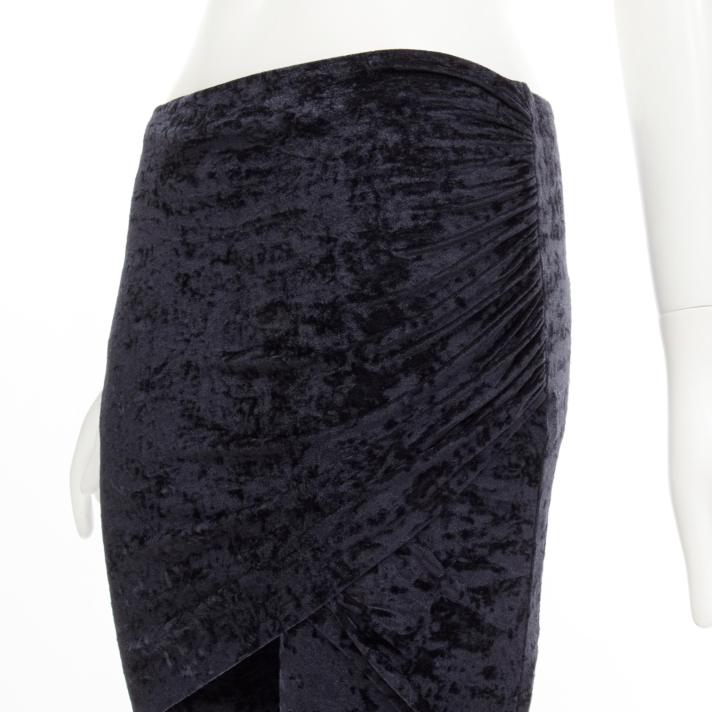 new BALENCIAGA Demna 2019 black crushed velvet draped front legging FR36 S 2