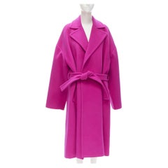 BALENCIAGA DEMNA - Manteau à ceinture surdimensionné en laine camel rose fuchsia, taille FR 38, 2019