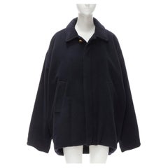 BALENCIAGA DEMNA - Manteau cocon boutonné doré antique bleu marine, taille FR 38, 2019