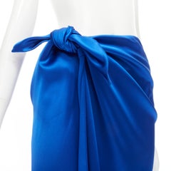 new BALENCIAGA Demna 2019 Runway blue acetate wrap tie draped maxi skirt FR36 S