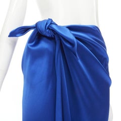 new BALENCIAGA Demna 2019 Runway blue acetate wrap tie draped maxi skirt FR36 S