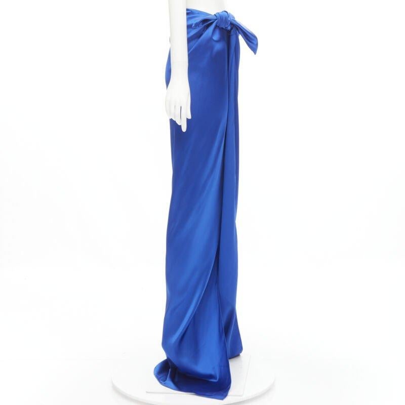 new BALENCIAGA Demna 2019 Runway blue acetate wrap tie draped maxi skirt FR36 S In New Condition In Hong Kong, NT