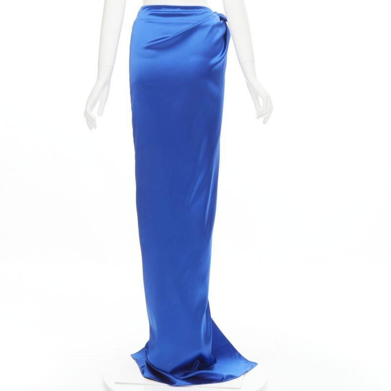 Women's new BALENCIAGA Demna 2019 Runway blue acetate wrap tie draped maxi skirt FR36 S