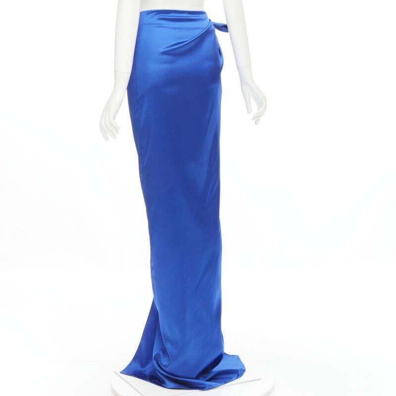 new BALENCIAGA Demna 2019 Runway blue acetate wrap tie draped maxi skirt FR36 S 1