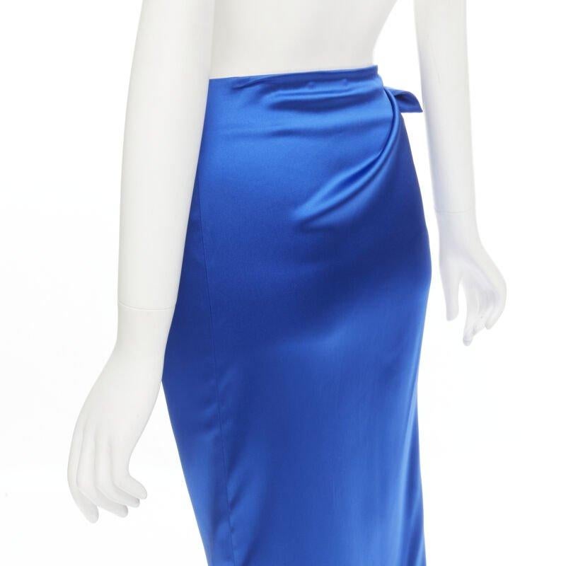 new BALENCIAGA Demna 2019 Runway blue acetate wrap tie draped maxi skirt FR36 S 2