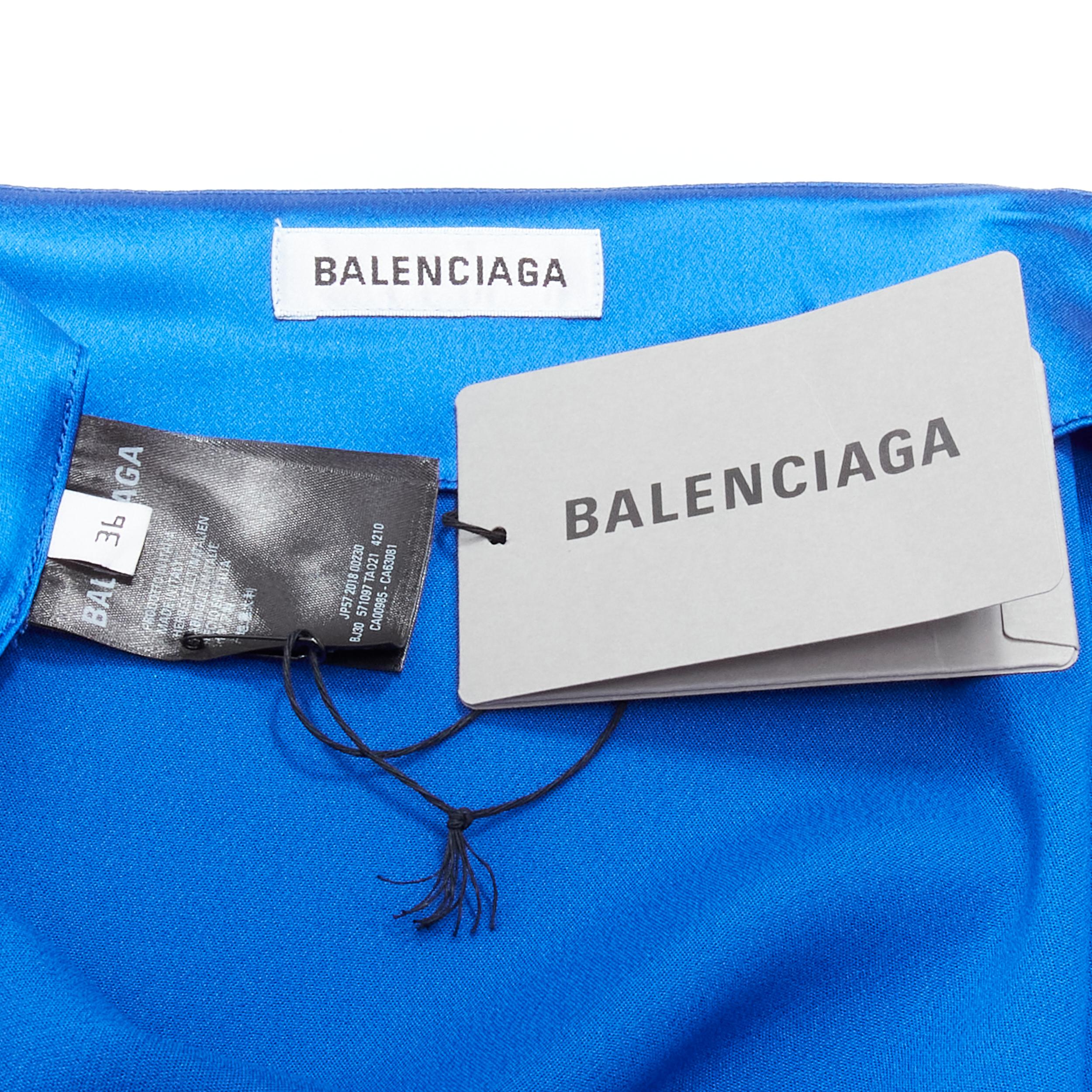 new BALENCIAGA Demna 2019 Runway blue acetate wrap tie draped maxi skirt FR36 S 1
