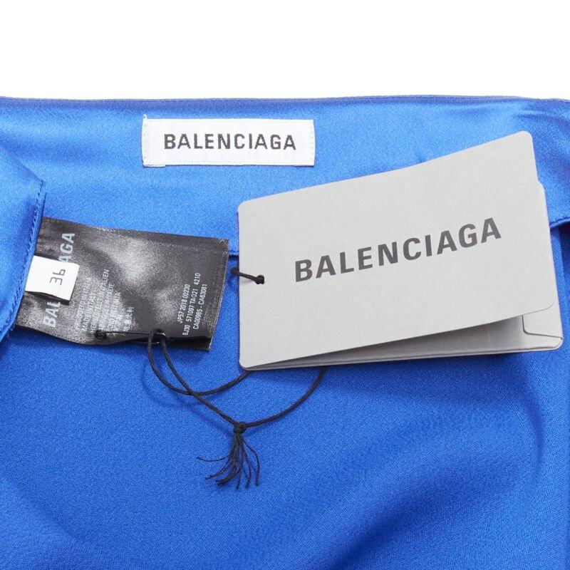 new BALENCIAGA Demna 2019 Runway blue acetate wrap tie draped maxi skirt FR36 S 4
