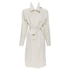 new BALENCIAGA DEMNA 2019 Runway boxy shoulder padded logo tab trench coat FR34
