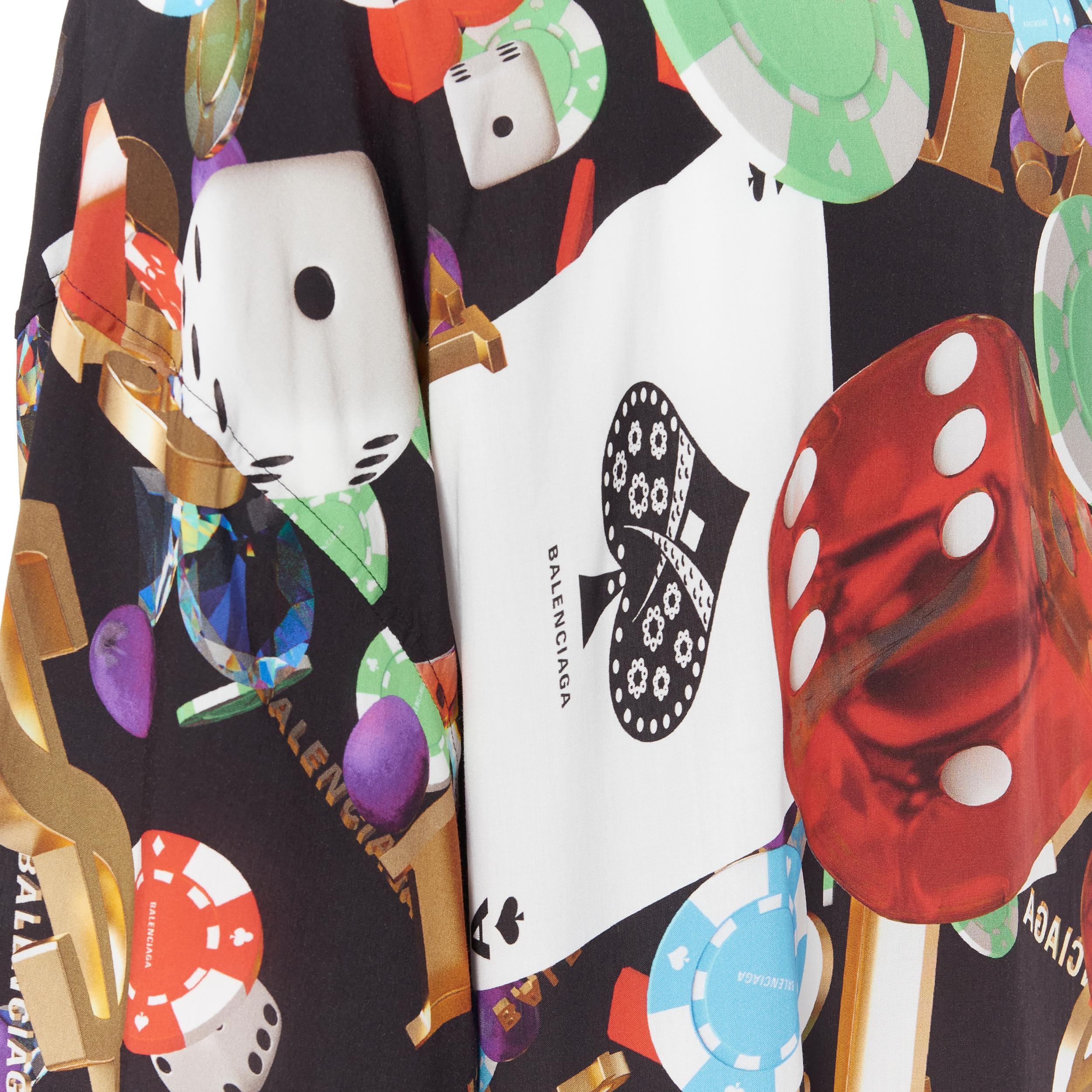 Men's new BALENCIAGA Demna 2019 Runway Casino print oversized camp shirt EU40 L