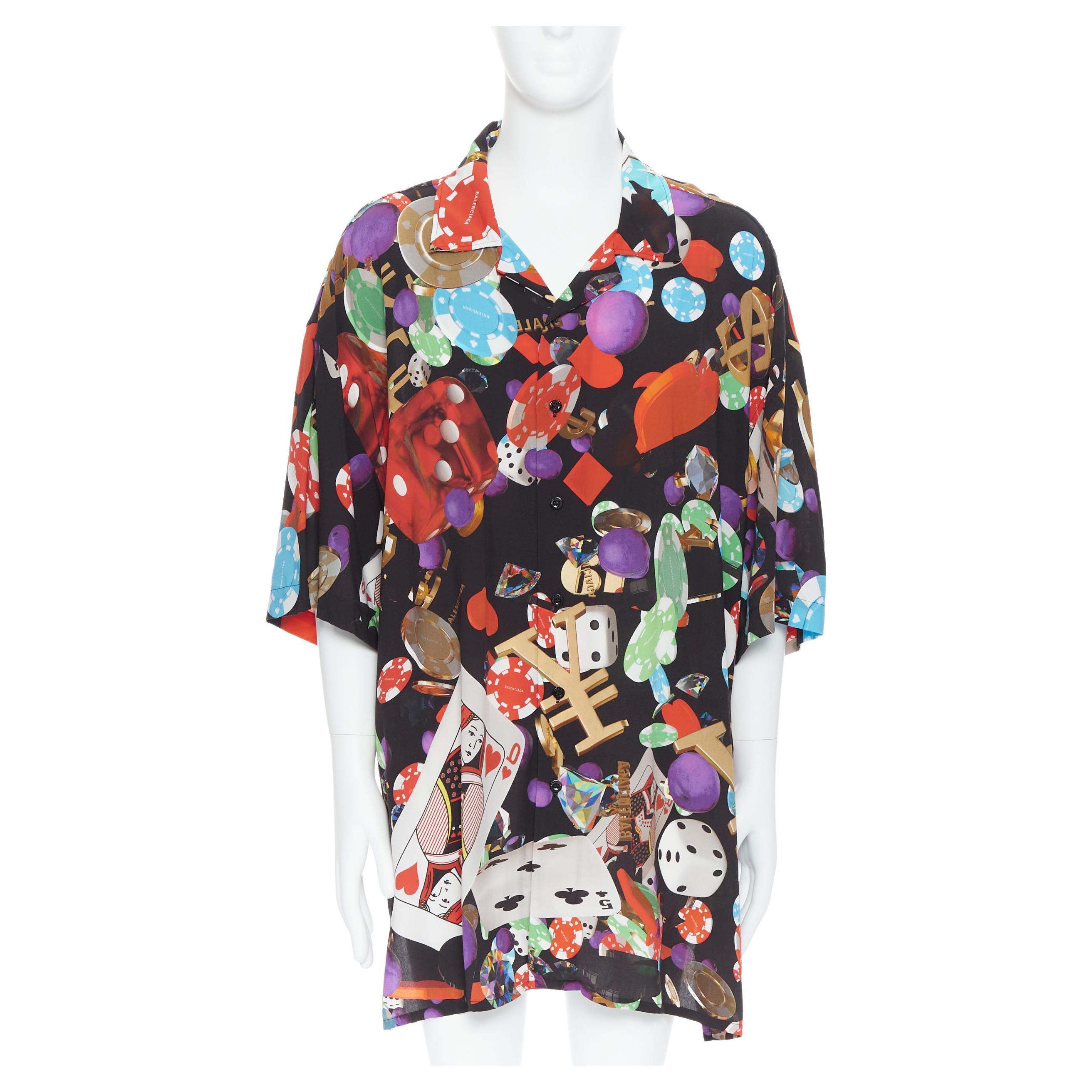 new BALENCIAGA Demna 2019 Runway Casino print oversized camp shirt EU40 L