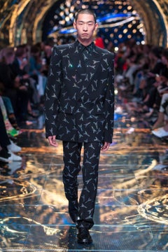 new BALENCIAGA Demna 2019 Runway Eiffel Tower crystal embellished pants IT44 XS