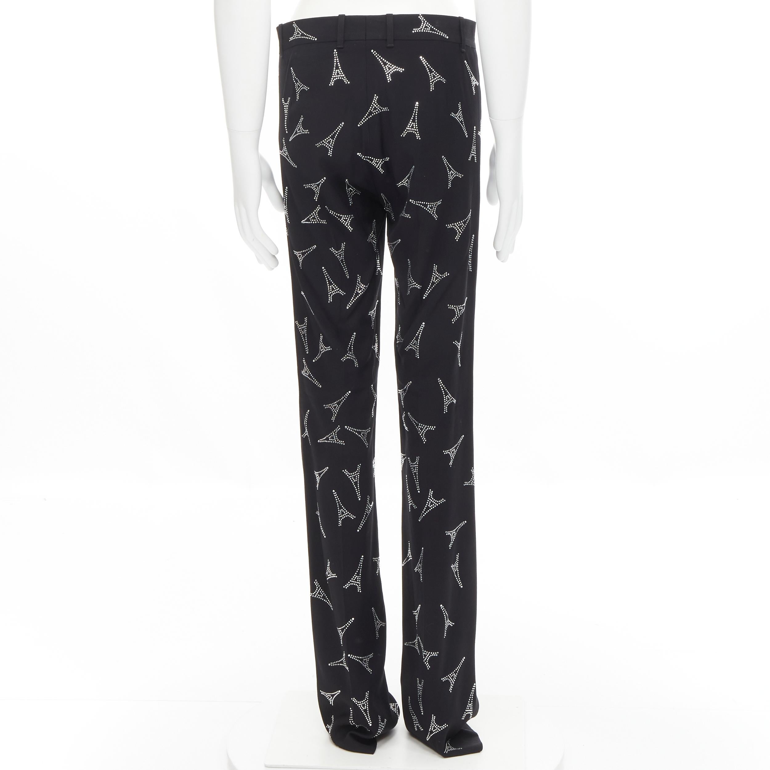 new BALENCIAGA Demna 2019 Runway Eiffel Tower crystal embellished pants IT44 XS In New Condition In Hong Kong, NT