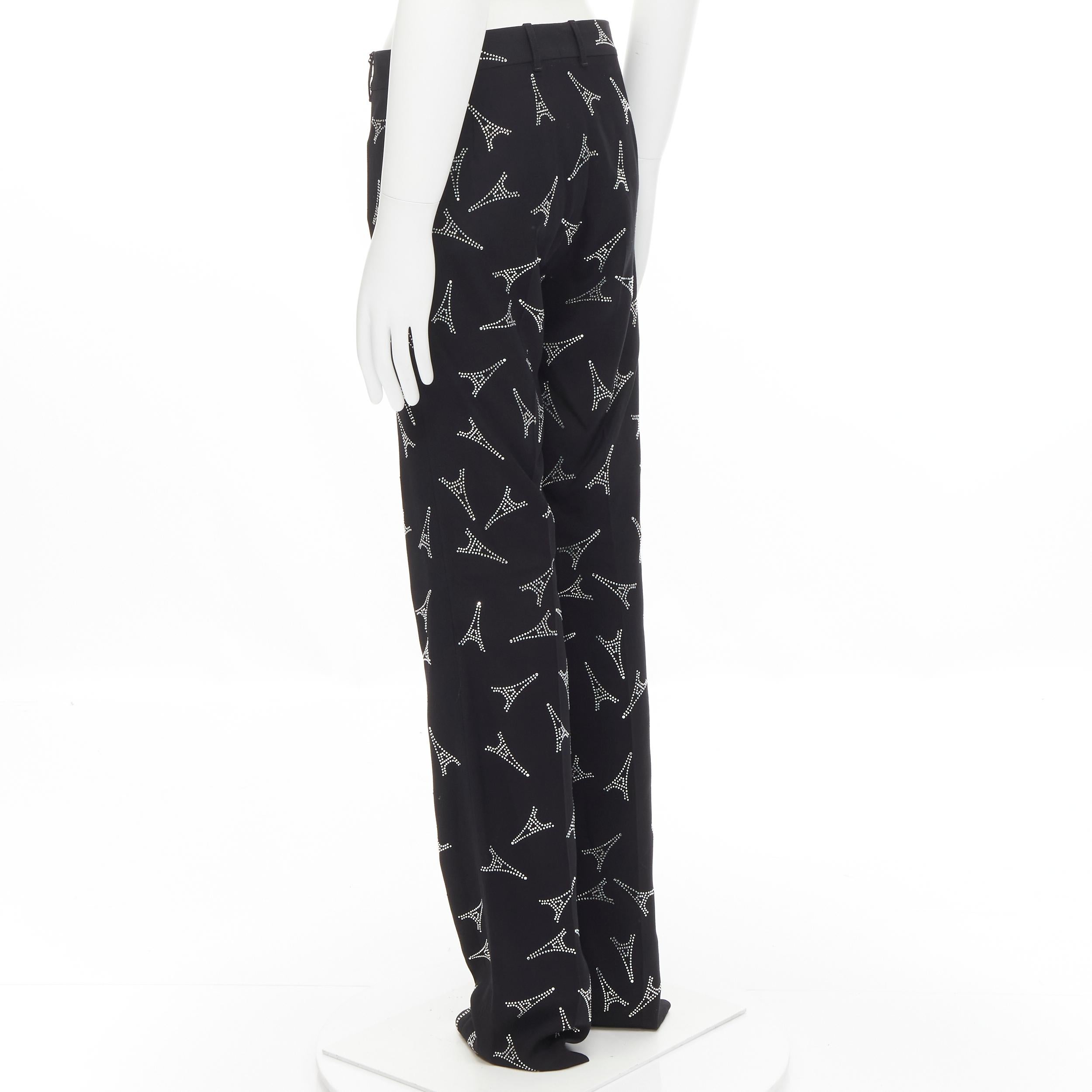 Men's new BALENCIAGA Demna 2019 Runway Eiffel Tower crystal embellished pants IT44 XS