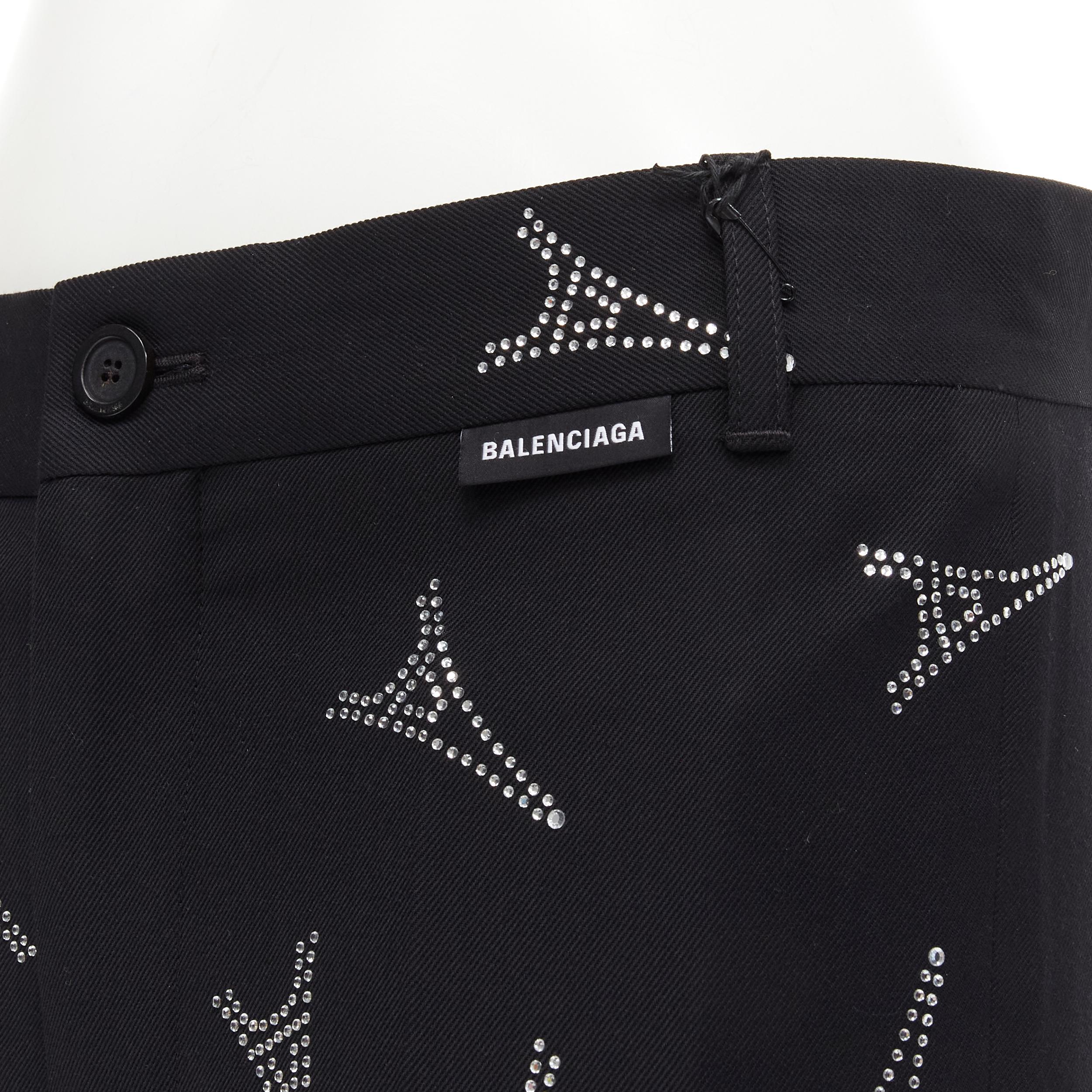 new BALENCIAGA Demna 2019 Runway Eiffel Tower crystal embellished pants IT44 XS 1