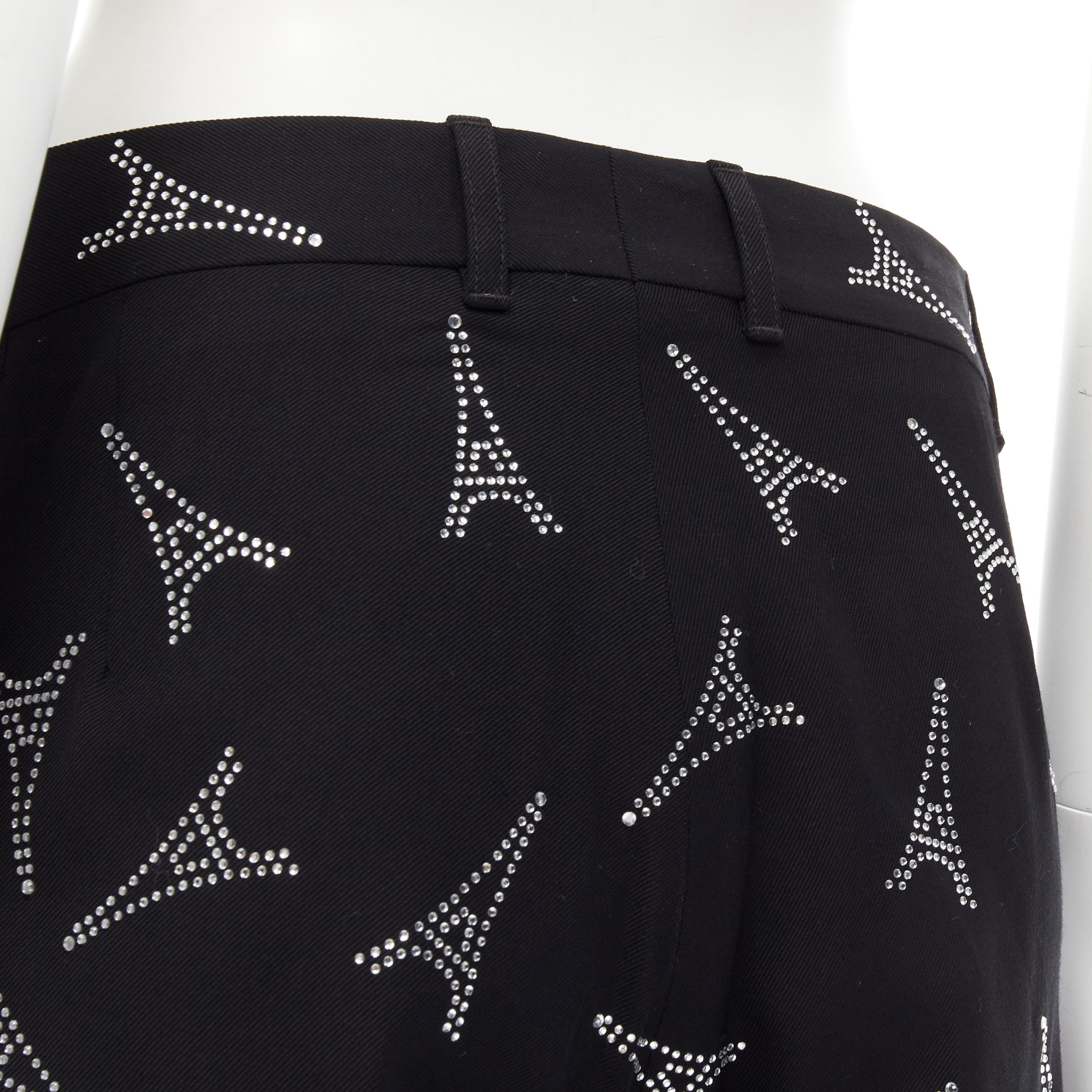 new BALENCIAGA Demna 2019 Runway Eiffel Tower crystal embellished pants IT44 XS 3