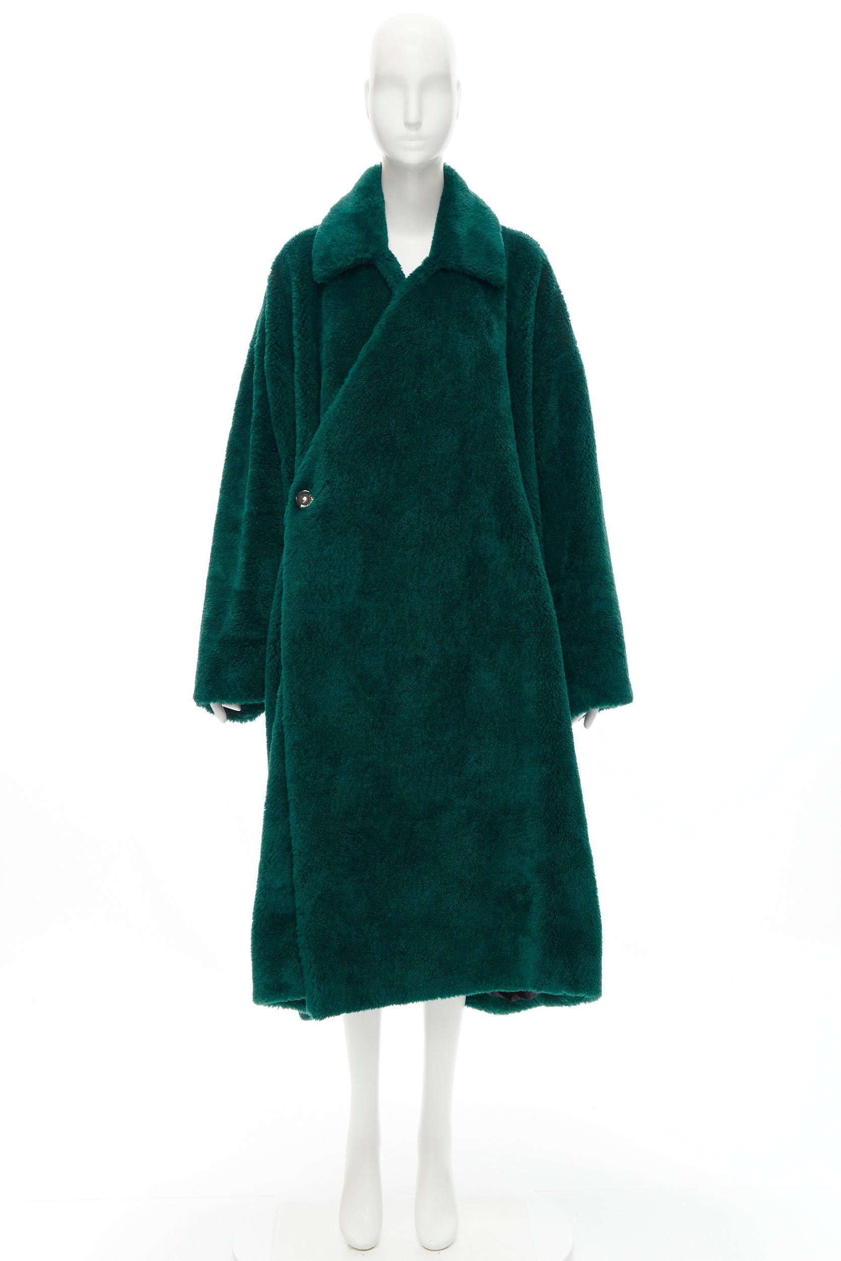 new BALENCIAGA Demna 2019 Runway green fluffy plush fur oversized coat FR36 S 4