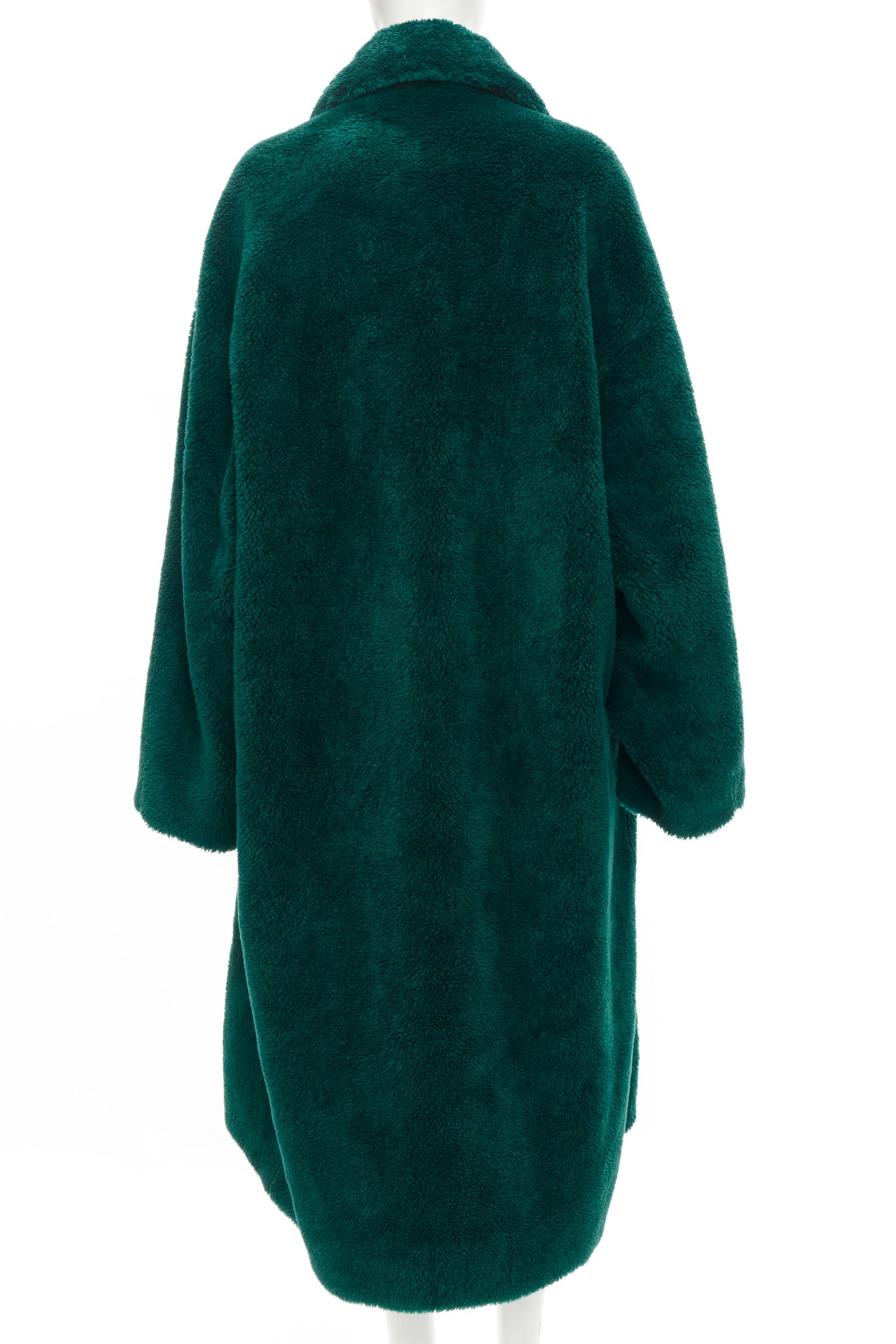 Black new BALENCIAGA Demna 2019 Runway green fluffy plush fur oversized coat FR36 S