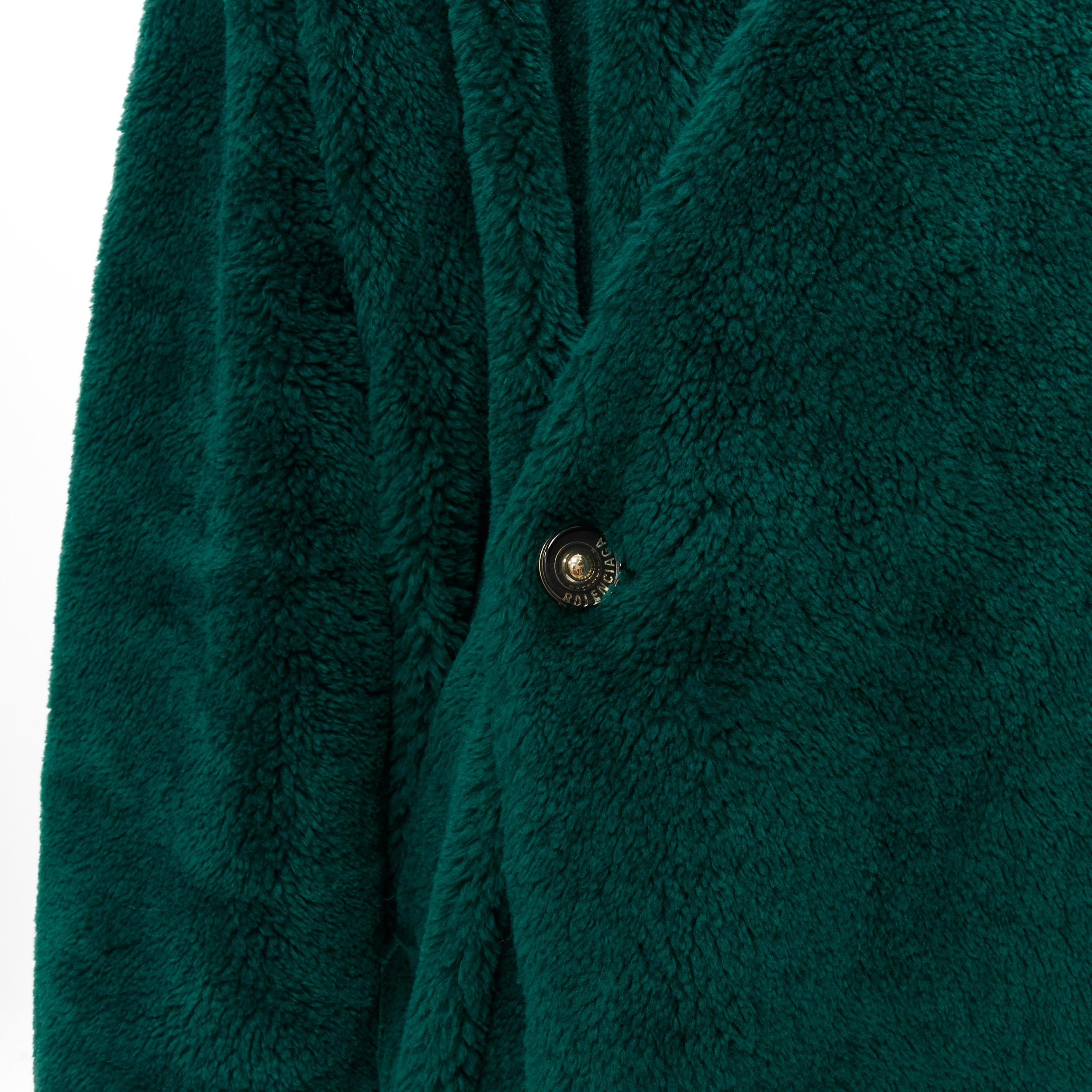 new BALENCIAGA Demna 2019 Runway green fluffy plush fur oversized coat FR36 S 1