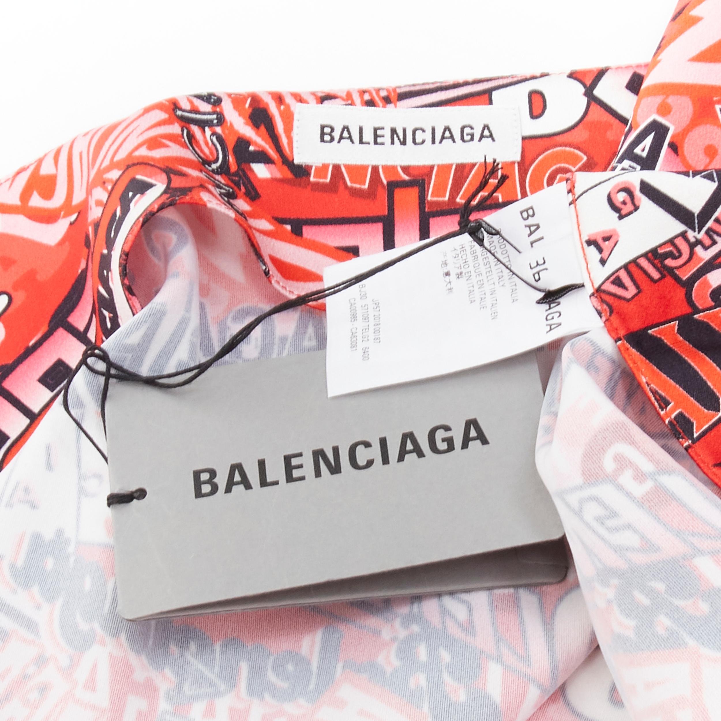 BALENCIAGA Demna jupe longue à cravate à imprimé logo rouge, défilé 2019, taille FR 38 en vente 5