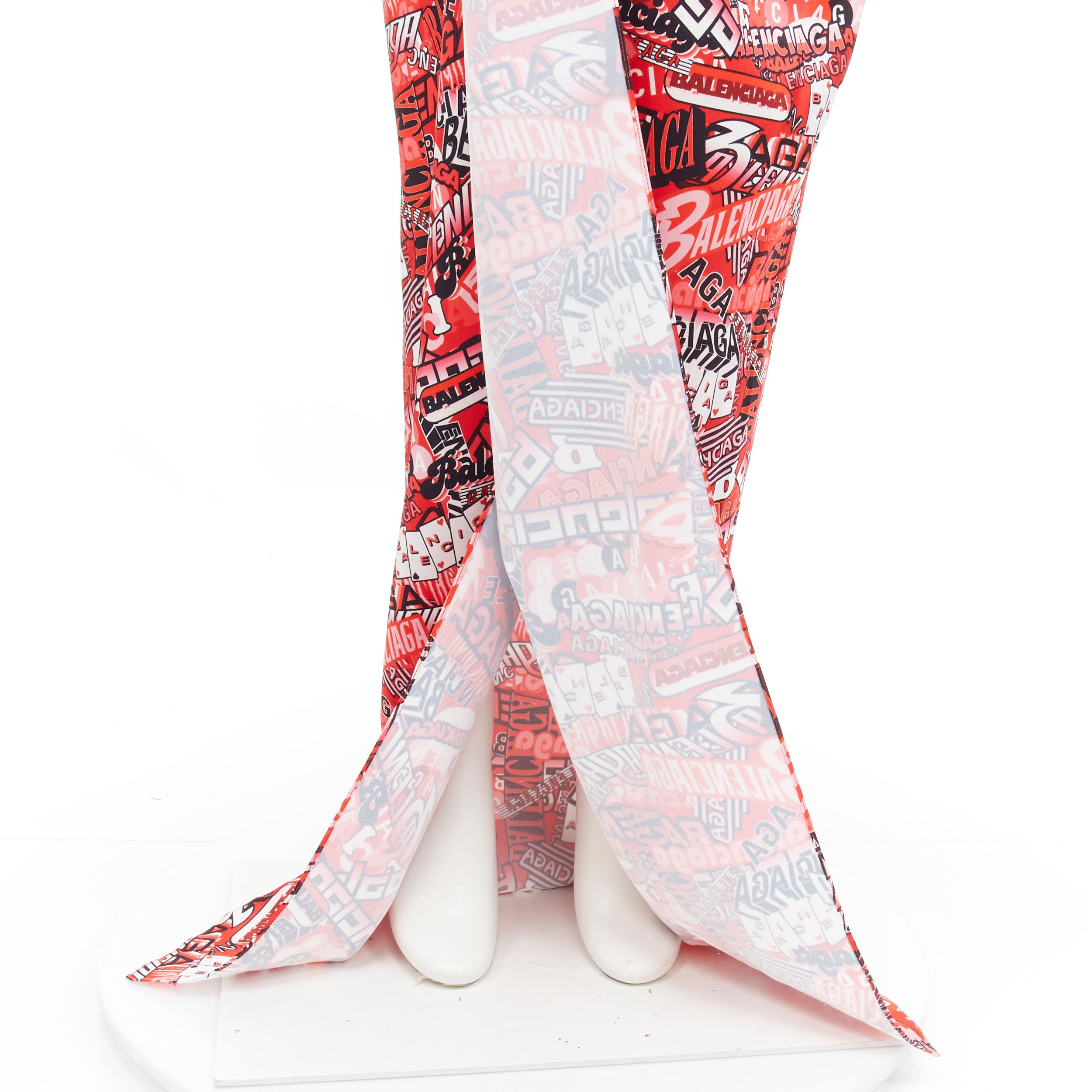 new BALENCIAGA Demna 2019 Runway red logo print wrap tie maxi skirt FR38 M For Sale 1