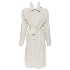 new BALENCIAGA DEMNA 2019 Runway XL shoulder padded logo tab trench coat FR34