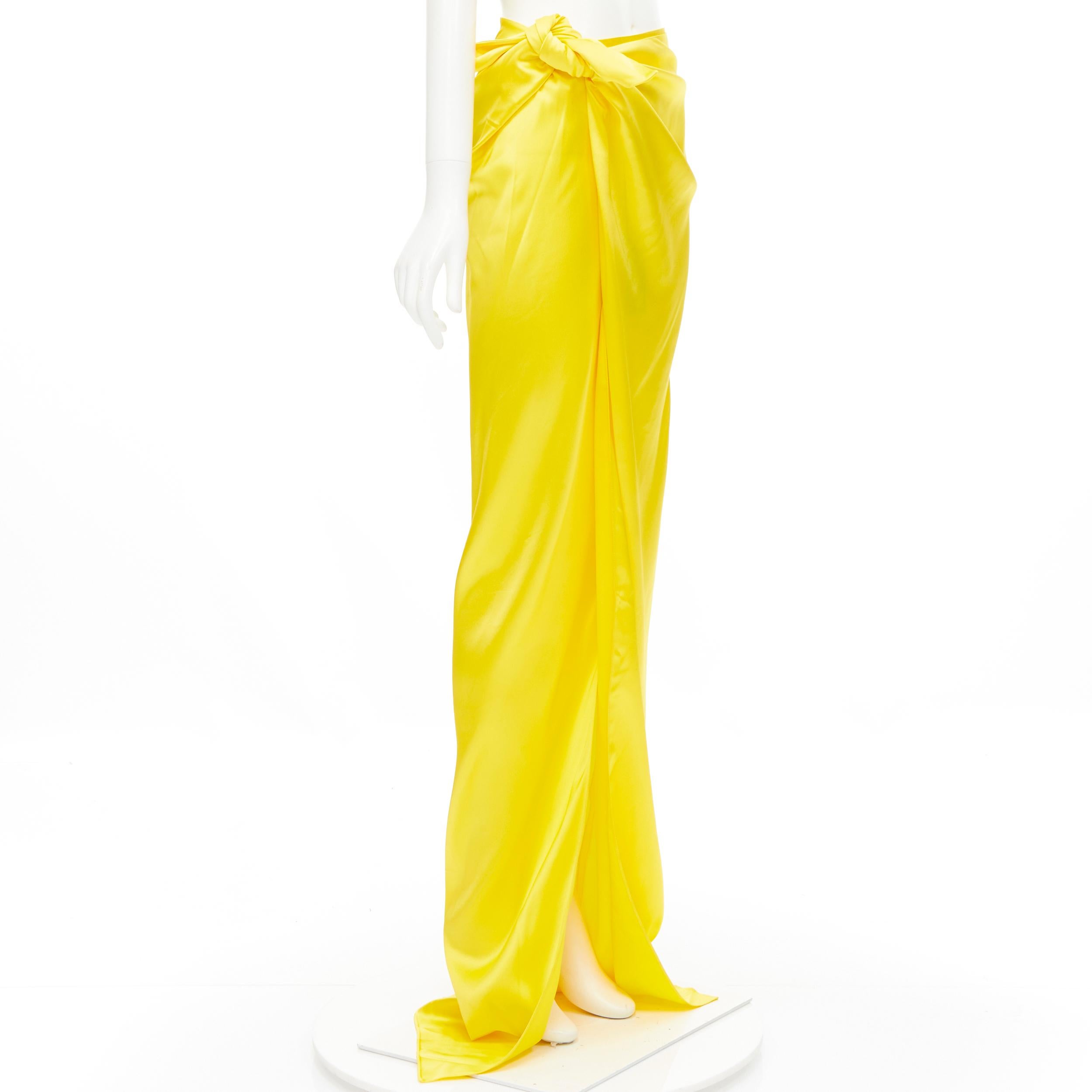 yellow satin maxi skirt