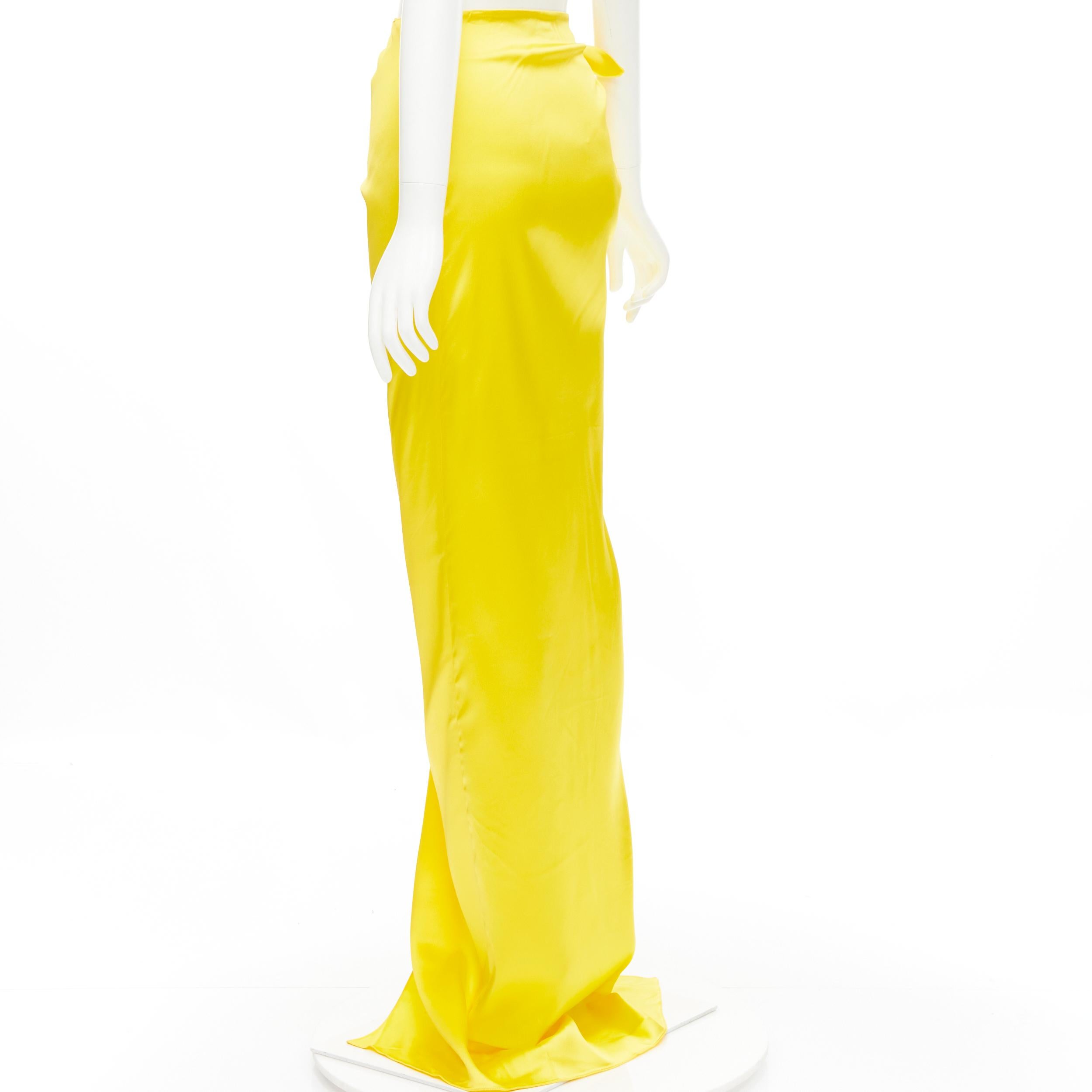 Yellow new BALENCIAGA Demna 2019 Runway yellow acetate wrap tie maxi skirt FR34 XS For Sale