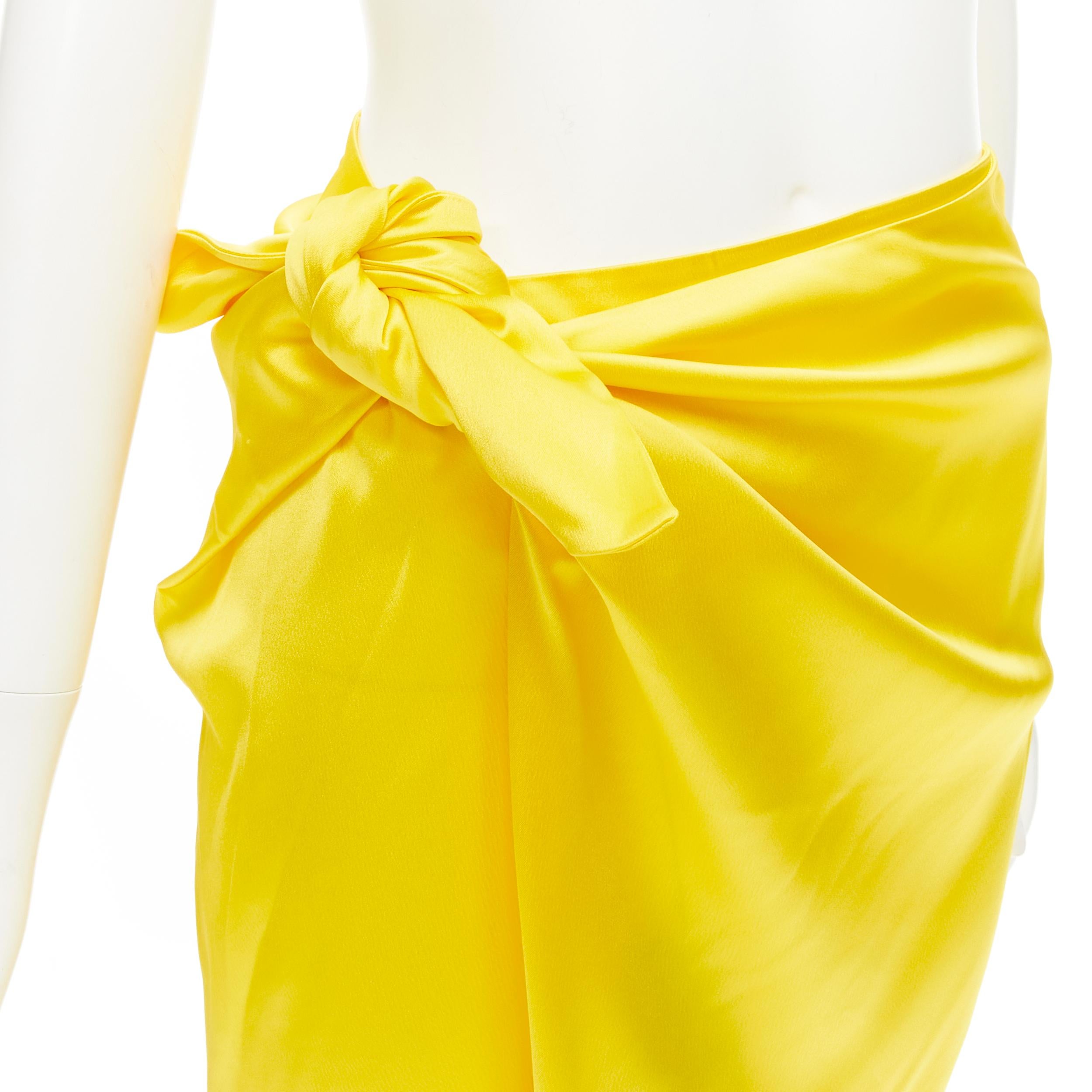 new BALENCIAGA Demna 2019 Runway yellow acetate wrap tie maxi skirt FR34 XS In New Condition For Sale In Hong Kong, NT