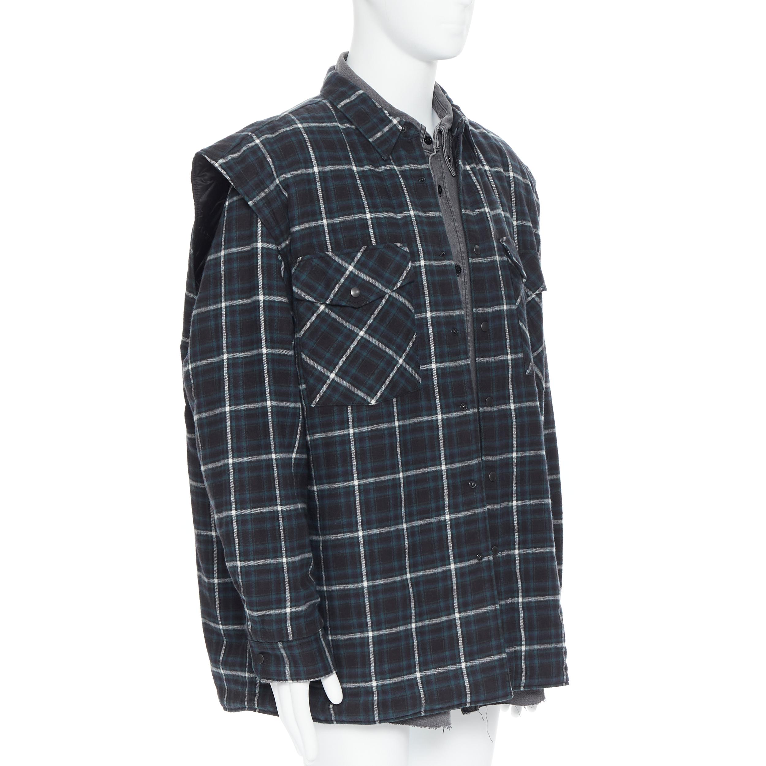 nuevo BALENCIAGA DEMNA 2019 Twin Set acolchado cuadros verdes acanalado doble camisa M en Nuevo Estado en Hong Kong, NT