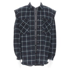 nuevo BALENCIAGA DEMNA 2019 Twin Set acolchado cuadros verdes acanalado doble camisa M