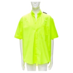 new BALENCIAGA Demna 2020 neon yellow shoulder tab boxy oversized shirt EU38 S