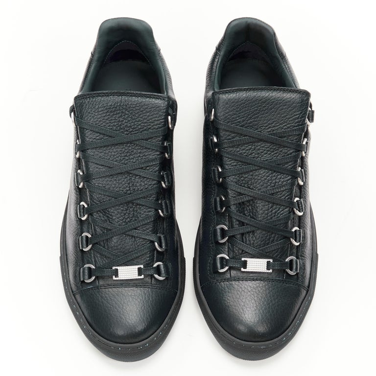 Black new BALENCIAGA DEMNA Arena black noir grained leather low top sneakers EU41 US8 For Sale