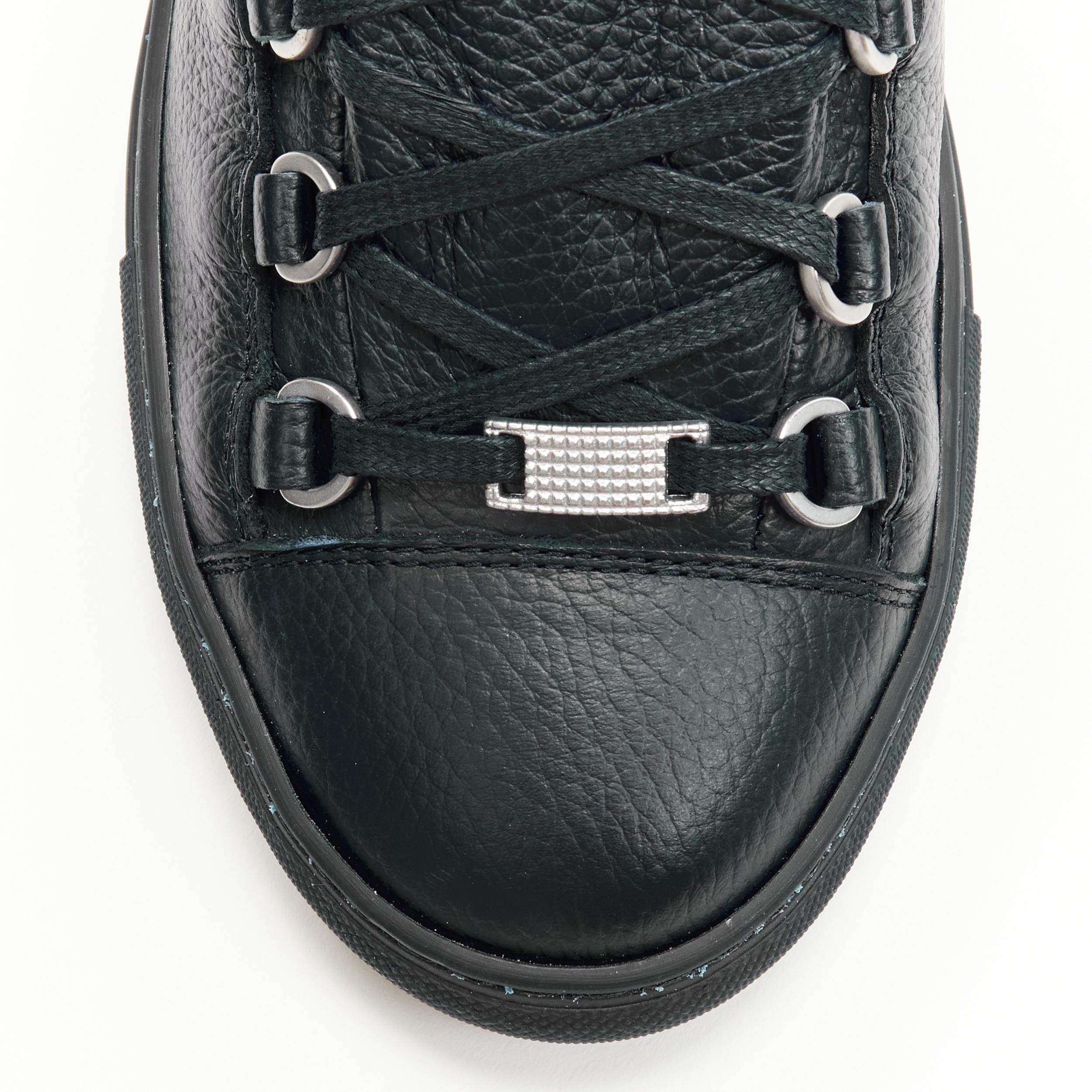 Black new BALENCIAGA DEMNA Arena black noir grained leather low top sneakers EU41 US8