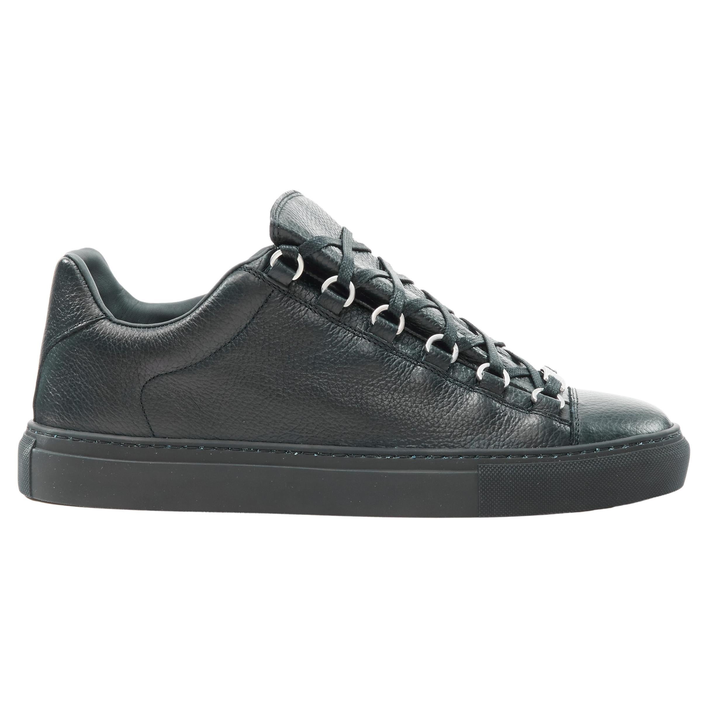 new BALENCIAGA DEMNA Arena black noir grained leather low top sneakers EU41 US8