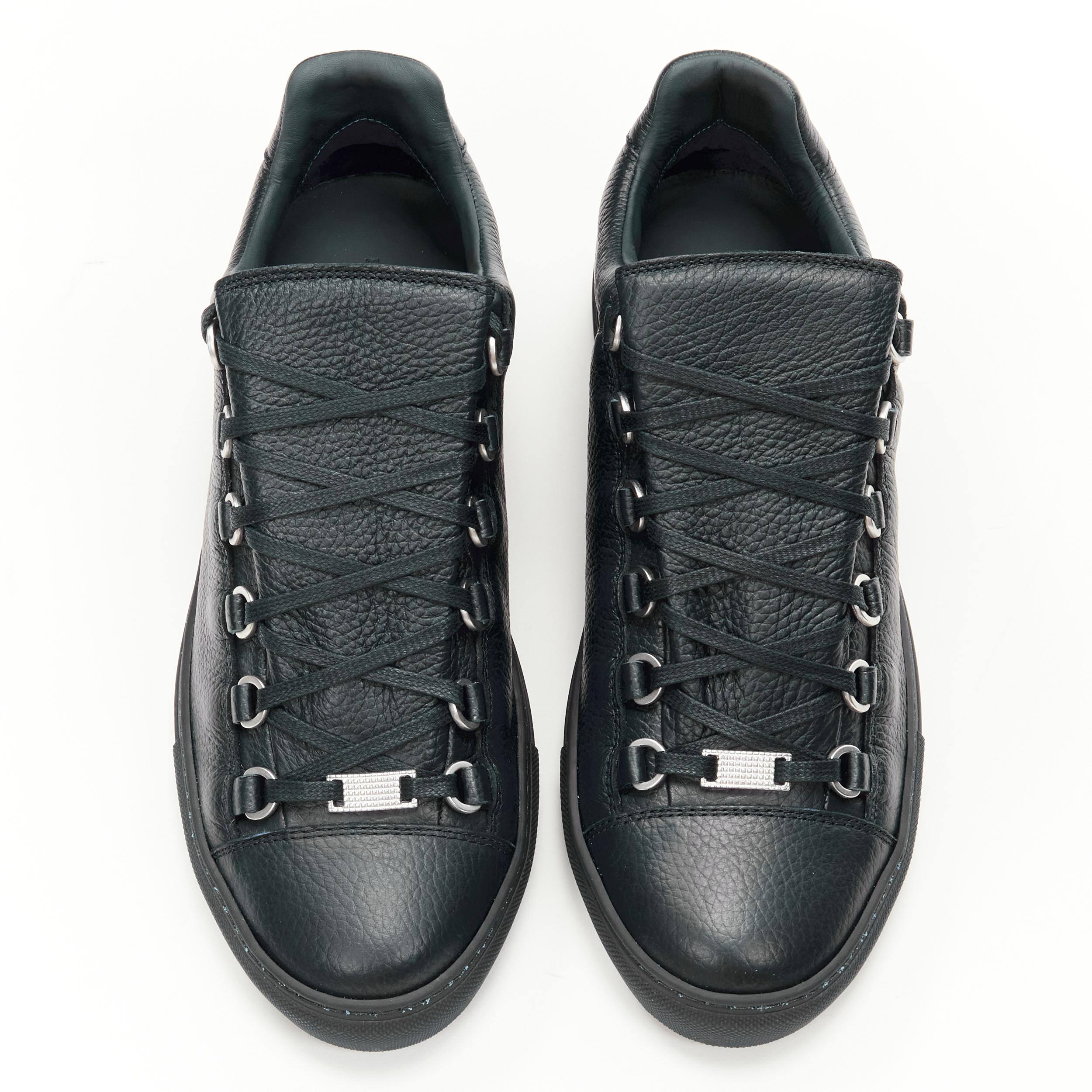 Black new BALENCIAGA DEMNA Arena black noir grained leather low top sneakers EU42 US9