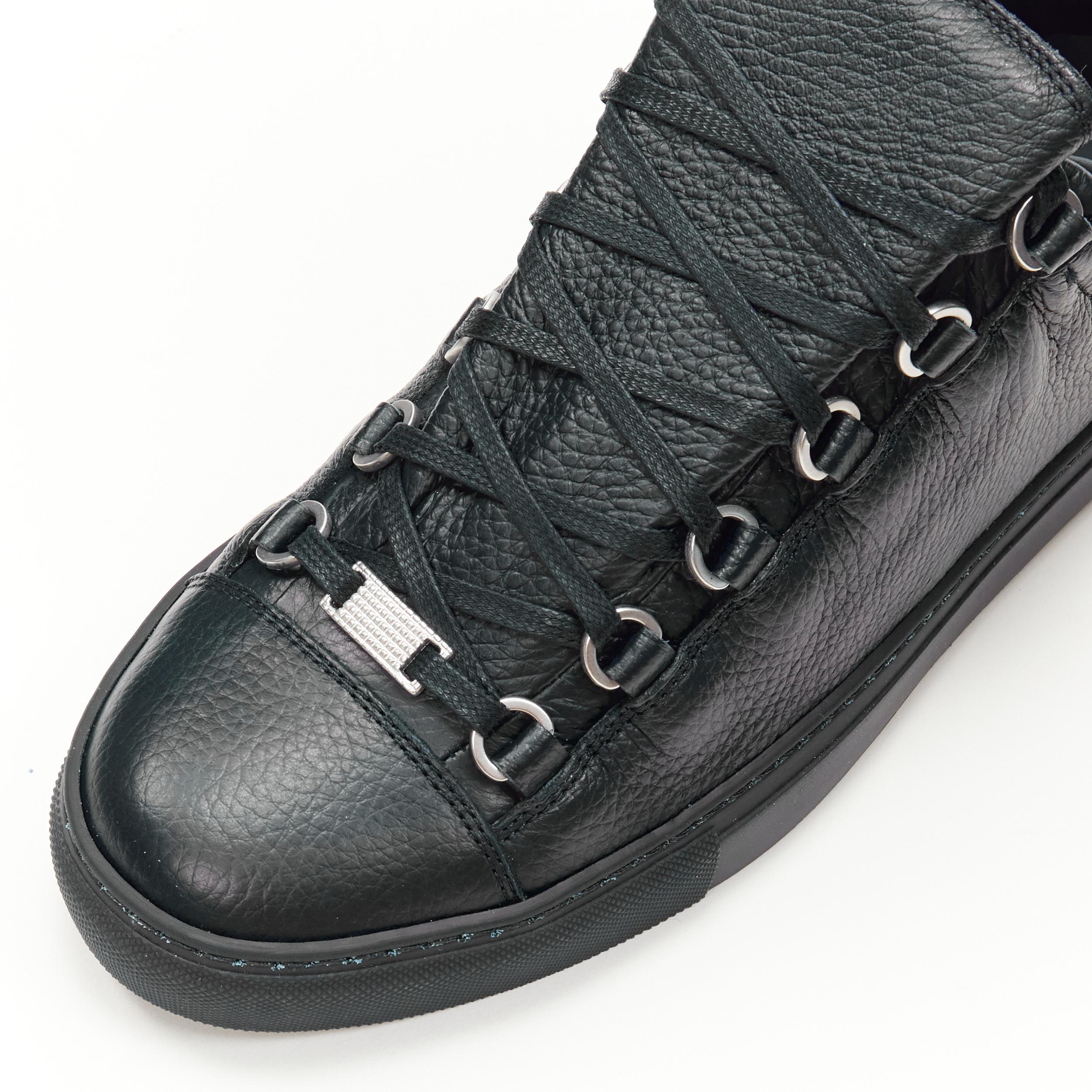 new BALENCIAGA DEMNA Arena black noir grained leather low top sneakers EU42 US9 2