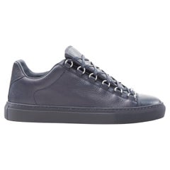 new BALENCIAGA DEMNA Arena navy blue grained leather low top sneakers EU41 US8