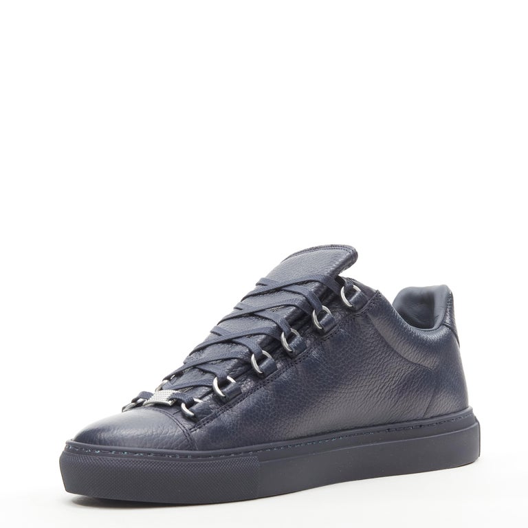 new BALENCIAGA DEMNA Arena navy blue grained leather low top sneakers EU42  US9 For Sale at 1stDibs