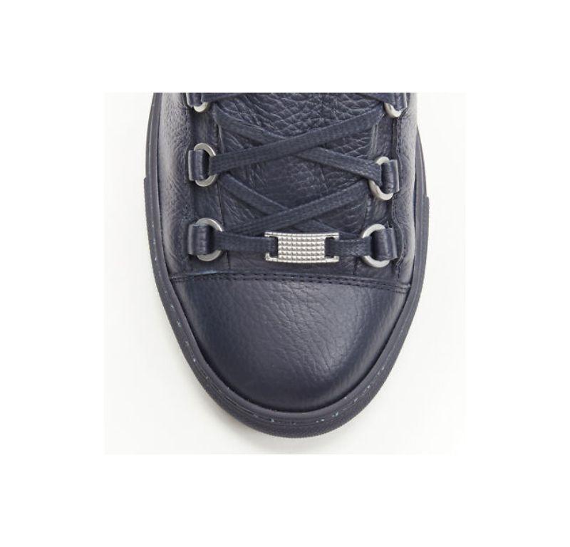 new BALENCIAGA DEMNA Arena navy blue grained leather low top sneakers EU42 US9 For Sale 2