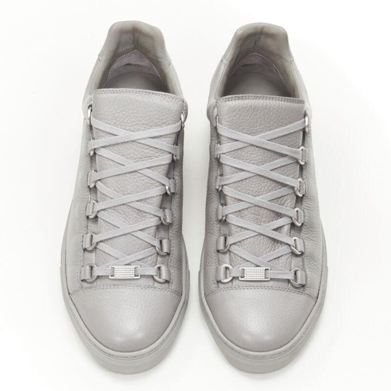 Gray new BALENCIAGA DEMNA Arena Pyrite Grey grained leather low sneakers EU44 US11 For Sale