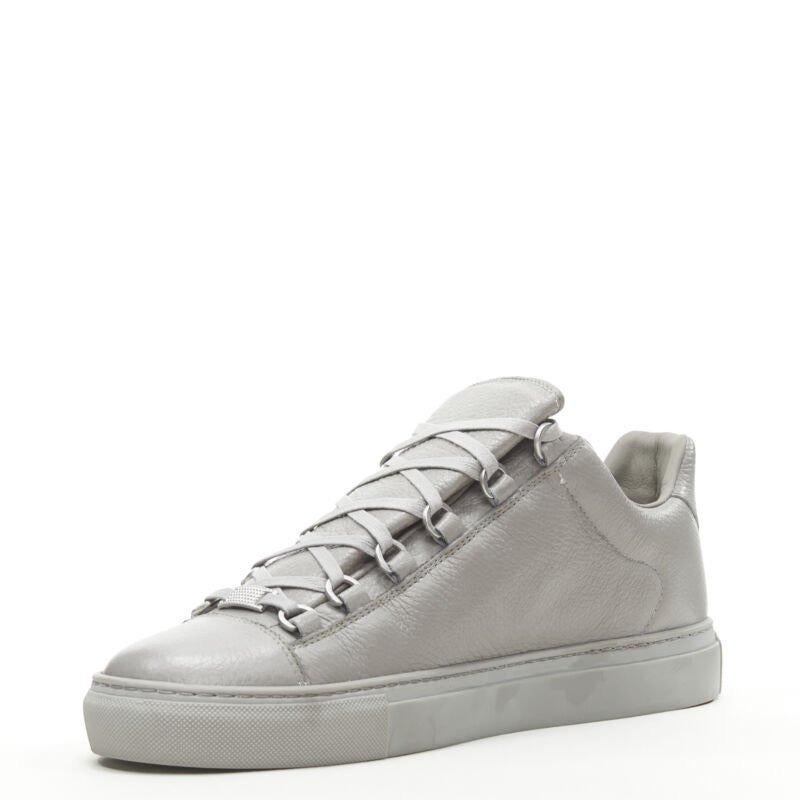 new BALENCIAGA DEMNA Arena Pyrite Grey grained leather low sneakers EU44 US11 In New Condition For Sale In Hong Kong, NT