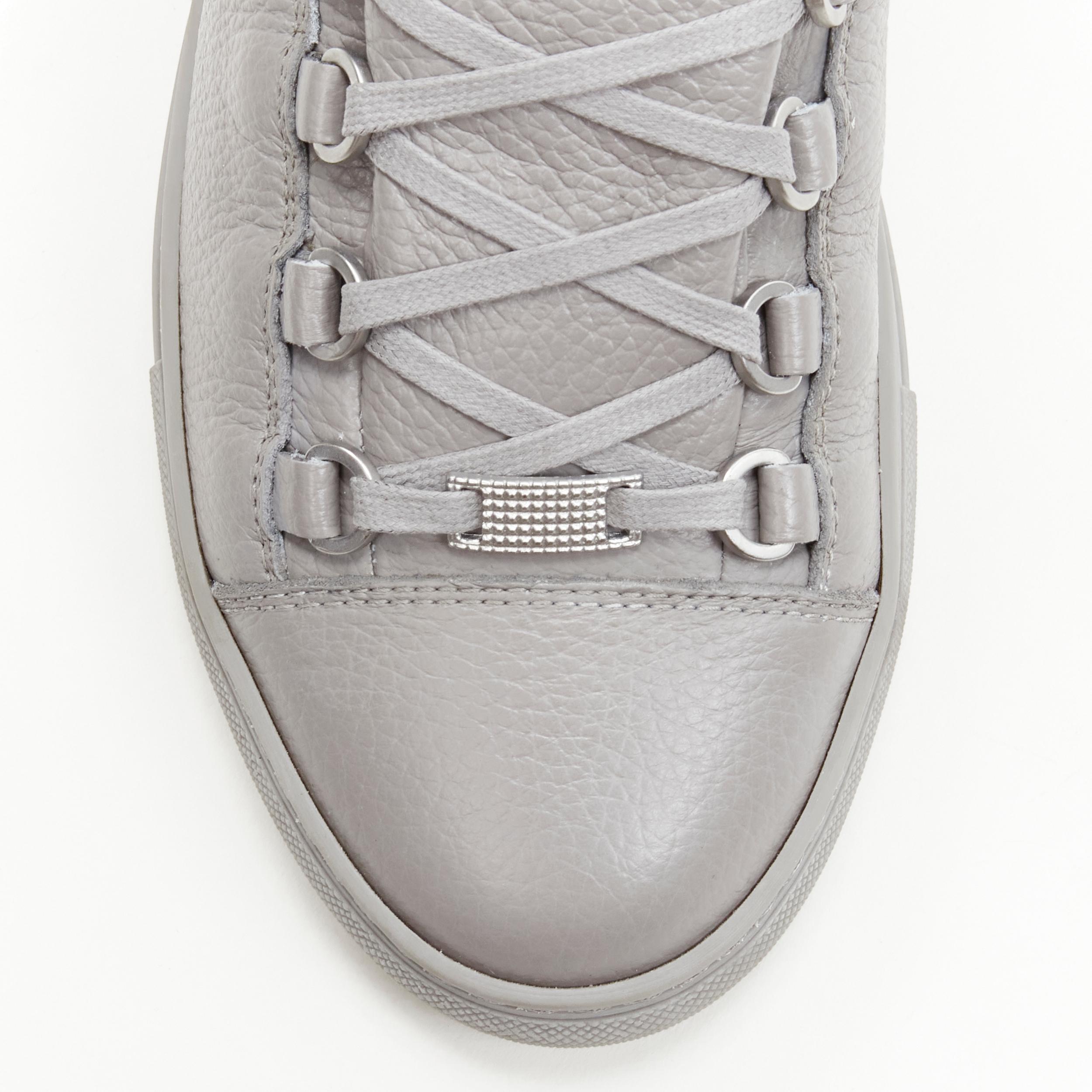 new BALENCIAGA DEMNA Arena Pyrite Grey grained leather low sneakers EU44 US11 1