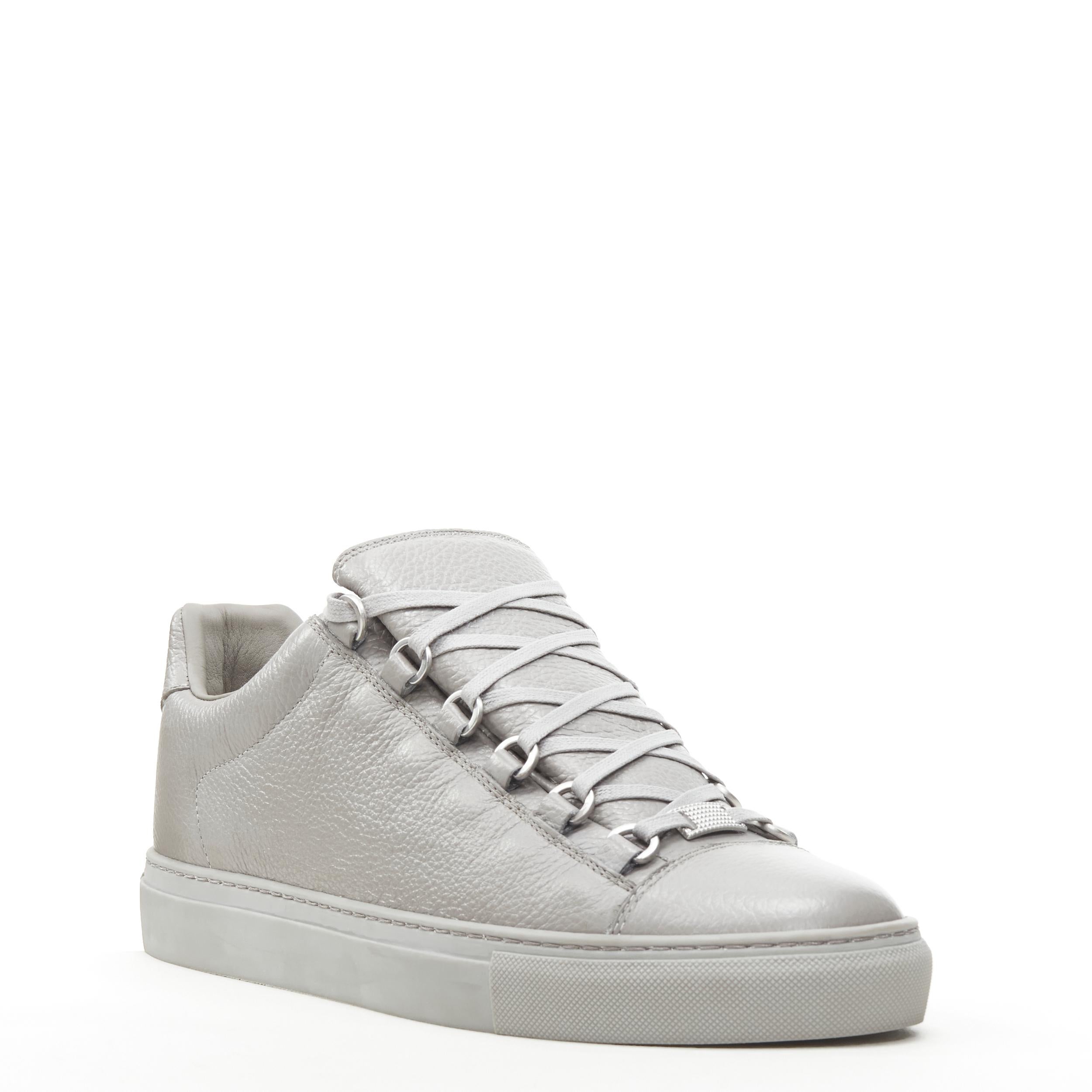 new BALENCIAGA DEMNA Arena Pyrite Grey grained leather low sneakers ...