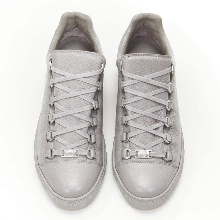 new BALENCIAGA DEMNA Arena Pyrite Grey grained leather low sneakers EU45 US12 For Sale at 1stDibs | balenciaga shoes, balenciaga shoes 2015, balenciaga arenas