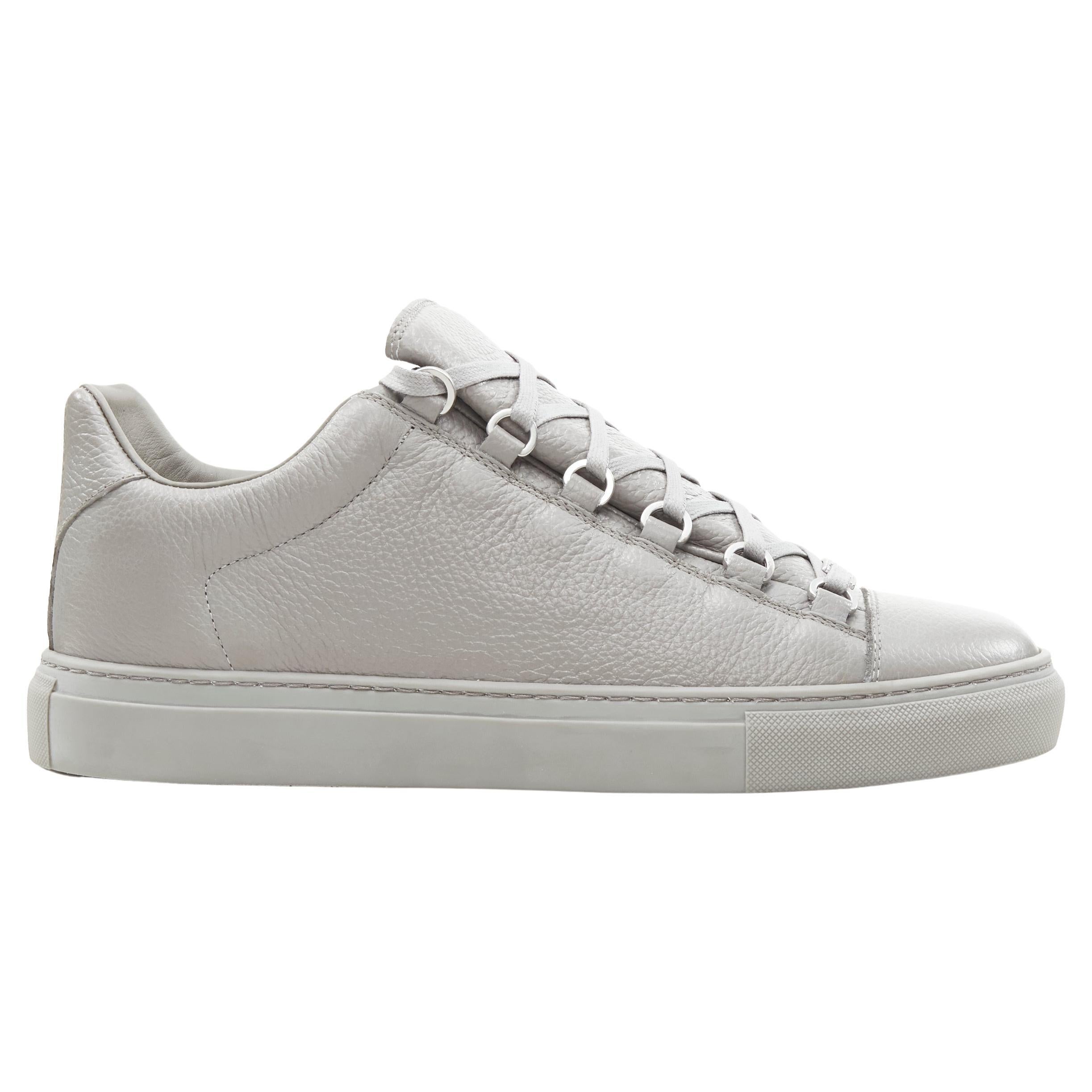 new BALENCIAGA DEMNA Arena Pyrite Grey grained leather low sneakers EU45 US12 For Sale