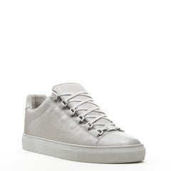 new BALENCIAGA DEMNA Arena Pyrite Grey grained leather low top sneakers EU41 US8